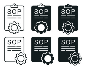 SOP, Standard Operating Procedure document icon. Illustration vector