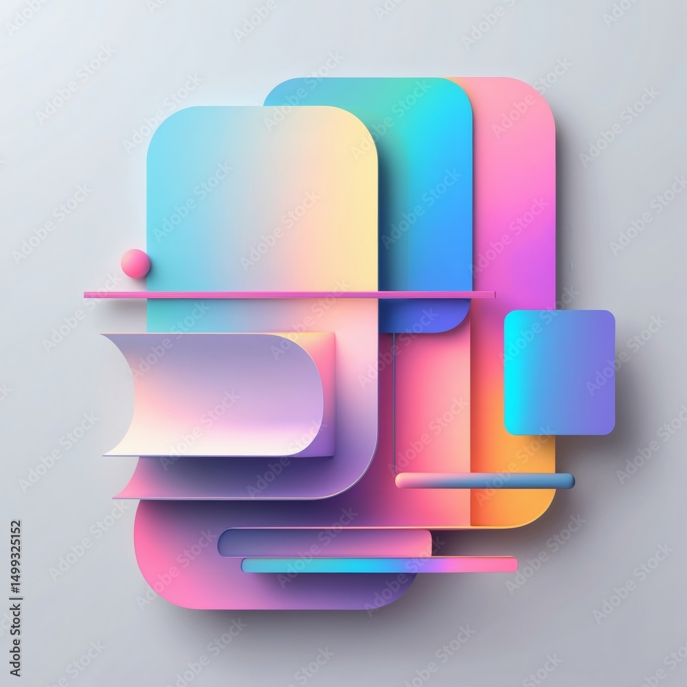 Aufkleber A pastel-colored abstract geometric composition, showcasing vibrant shapes and forms that create a sense of visual harmony and modern design
