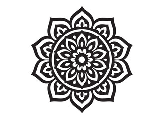 black mandala logo silhouette design, mandala design logo icon silhouette, mandala design patterns silhouette vector, Simple mandala design logo silhouette in vector style with a white background