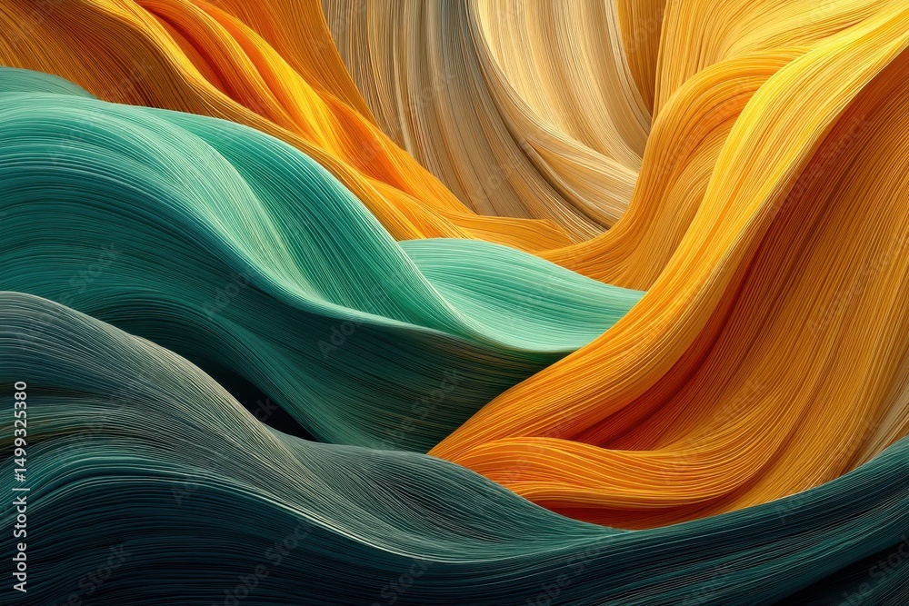 Poster abstract wave background with flowing ribbons of color, creating a dynamic and modern design with hu