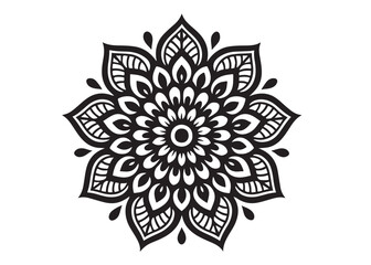 black mandala logo silhouette design, mandala design logo icon silhouette, mandala design patterns silhouette vector, Simple mandala design logo silhouette in vector style with a white background