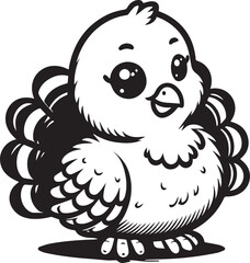 Black and White Turkey Bird Vector Illustration