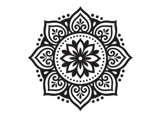 black mandala logo silhouette design, mandala design logo icon silhouette, mandala design patterns silhouette vector, Simple mandala design logo silhouette in vector style with a white background