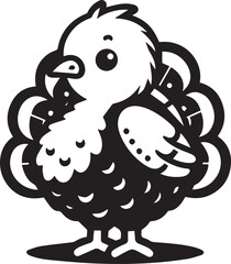 Black and White Turkey Bird Vector Illustration