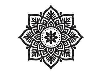 black mandala logo silhouette design, mandala design logo icon silhouette, mandala design patterns silhouette vector, Simple mandala design logo silhouette in vector style with a white background