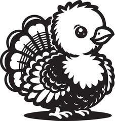 Black and White Turkey Bird Vector Illustration