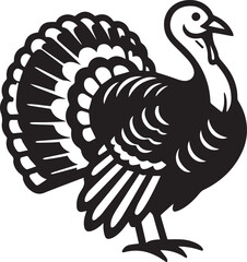 Black and White Turkey Bird Vector Illustration