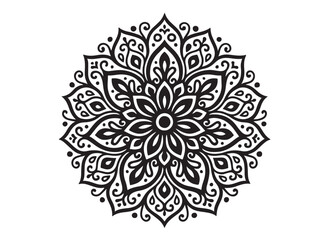 black mandala logo silhouette design, mandala design logo icon silhouette, mandala design patterns silhouette vector, Simple mandala design logo silhouette in vector style with a white background