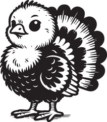 Black and White Turkey Bird Vector Illustration