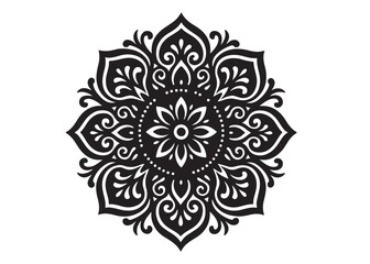 black mandala logo silhouette design, mandala design logo icon silhouette, mandala design patterns silhouette vector, Simple mandala design logo silhouette in vector style with a white background
