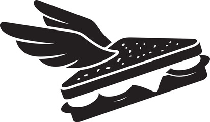 Fast Food Delivery Sandwich with Wings Illustration