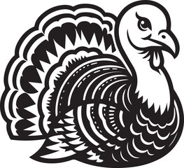 Black and White Turkey Bird Vector Illustration
