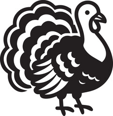 Black and White Turkey Bird Vector Illustration