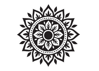 black mandala logo silhouette design, mandala design logo icon silhouette, mandala design patterns silhouette vector, Simple mandala design logo silhouette in vector style with a white background