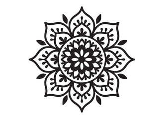 black mandala logo silhouette design, mandala design logo icon silhouette, mandala design patterns silhouette vector, Simple mandala design logo silhouette in vector style with a white background
