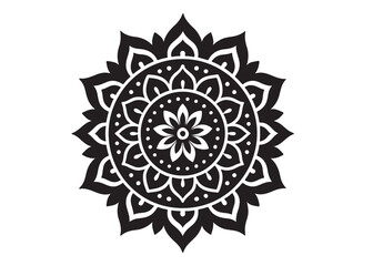 black mandala logo silhouette design, mandala design logo icon silhouette, mandala design patterns silhouette vector, Simple mandala design logo silhouette in vector style with a white background