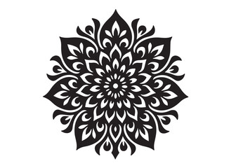 black mandala logo silhouette design, mandala design logo icon silhouette, mandala design patterns silhouette vector, Simple mandala design logo silhouette in vector style with a white background