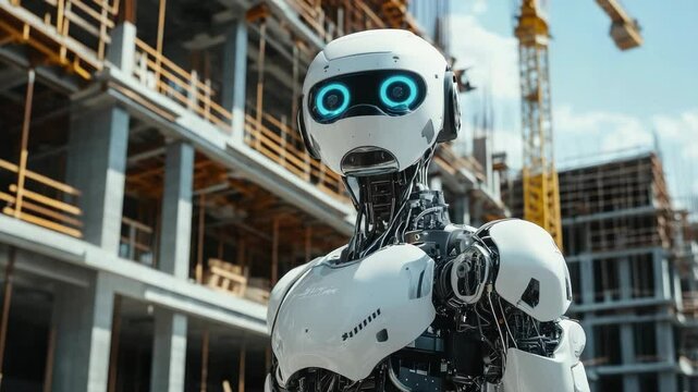 ai robot engineer and a man builder inspection construction work with a robot worker