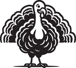Black and White Turkey Bird Vector Illustration