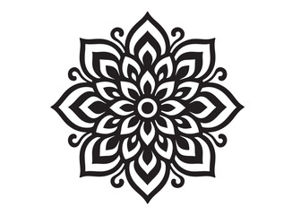 black mandala logo silhouette design, mandala design logo icon silhouette, mandala design patterns silhouette vector, Simple mandala design logo silhouette in vector style with a white background