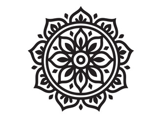 black mandala logo silhouette design, mandala design logo icon silhouette, mandala design patterns silhouette vector, Simple mandala design logo silhouette in vector style with a white background