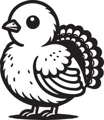 Black and White Turkey Bird Vector Illustration