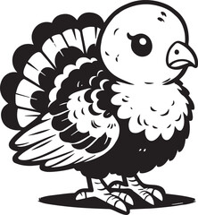 Black and White Turkey Bird Vector Illustration