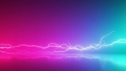 Bright neon lightning streaks across a vibrant gradient background with pink, purple, blue, and green hues.
