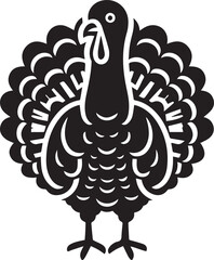 Black and White Turkey Bird Vector Illustration