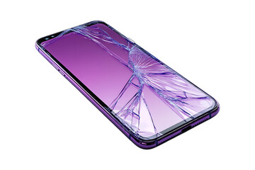 Broken smartphone screen, cracked glass, repair needed.