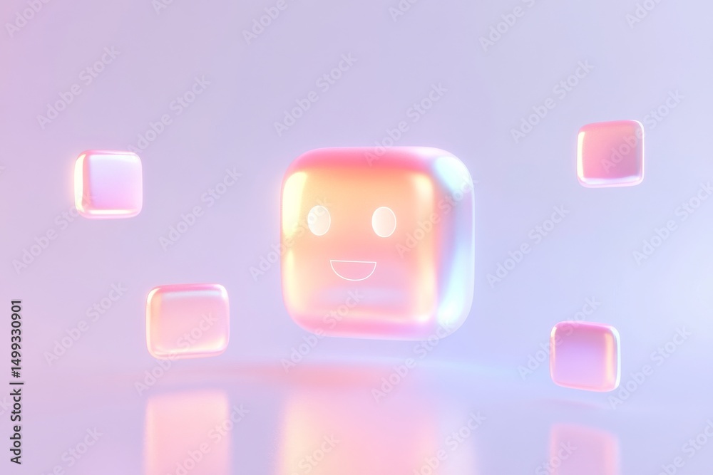 Poster friendly ai chatbot icons on gradient background for digital interface design