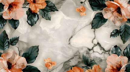 Kwiatowa ramka na marmurze