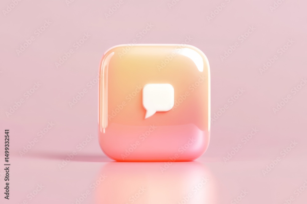 Poster ai chatbot icon design with speech bubble on pink gradient background for digital interfaces
