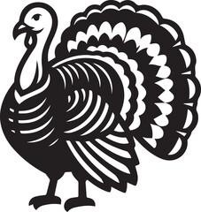 Black and White Turkey Bird Vector Illustration