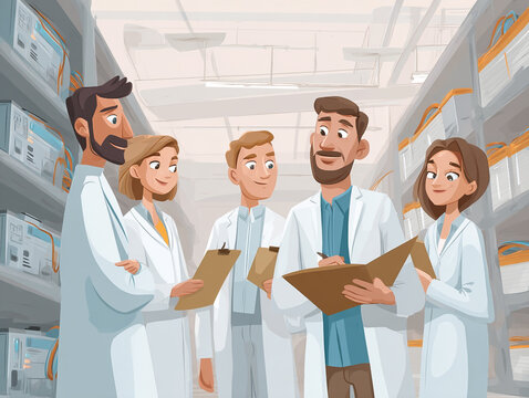 Diverse Team of Scientists in Laboratory Collaborate on Innovative Medical Research and Analysis