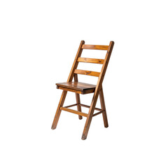Simple wooden folding chair isolated on art home seat on transparent background