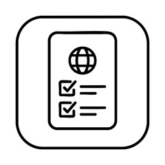 Fototapeta premium Mobile travel checklist icon with globe