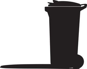 Black Silhouette of a Wheeled Waste Bin Icon