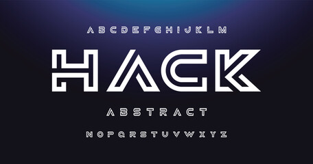 Creative Outline Double line monogram alphabet and tech fonts. Lines font regular uppercase and lowercase. Vector illustration.