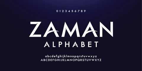 Design Modern abstract digital alphabet font. Minimal technology typography, Creative urban sport fashion futuristic font and with numbers. vector illustration.