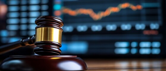 Gavel, finance graph, legal action