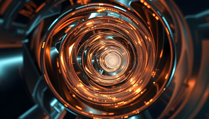 Metallic vortex, spiraling reflections, sci