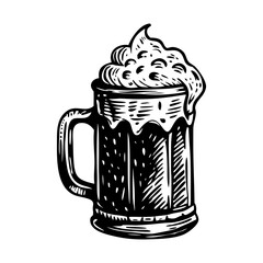 A vintage style illustration of butterbeer mug