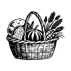 Fototapeta premium A vintage style illustration of harvest basket