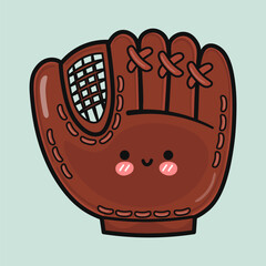 An adorable baseball glove with an expressive face, perfect for sports or playful designs.