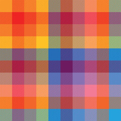 Rainbow plaid. Seamless tartan pattern. Cell. Suitable for fashion textiles and graphics, packaging. the Madras palette.