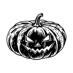 A vintage style illustration depicting pumpkin carving art
