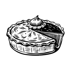 A vintage style illustration of pumpkin pie