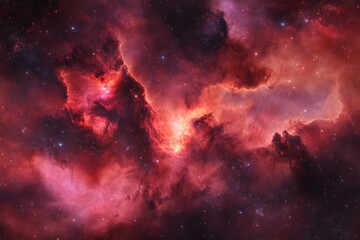 Vibrant celestial nebula in deep space with cosmic clouds