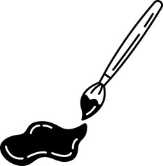 black and white illustration of a paint brush